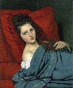 COURTOIS, Jacques Half-length Woman Lying on a Couch oil painting artist